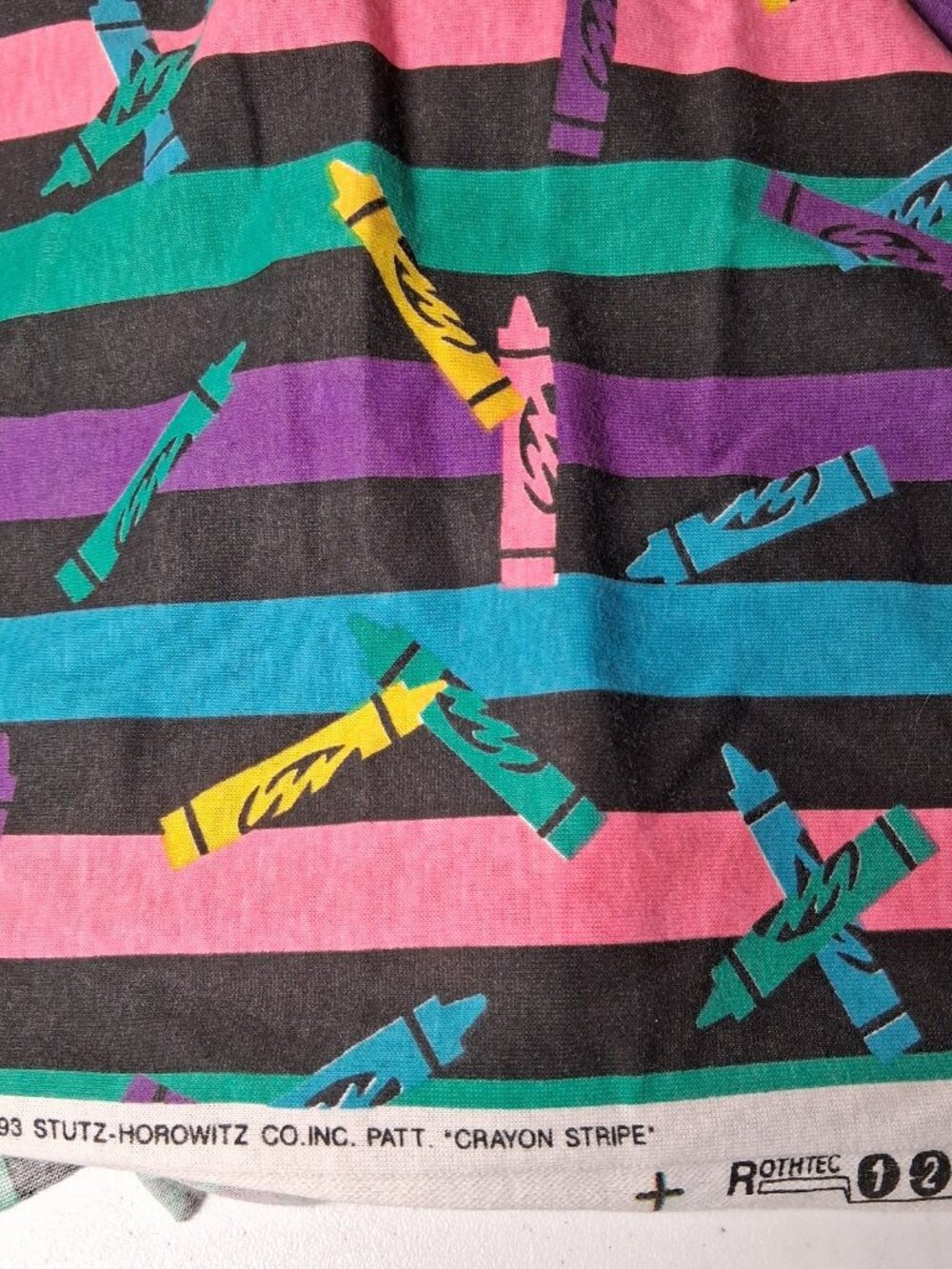 Vintage 90s Crayon Stripe Sewing Fabric Material Knit Stutz Horowitz Sew 55x61" - Picture 8 of 16